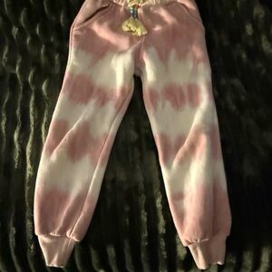 Lola + The Boys Pink and White Tie-Dye Joggers